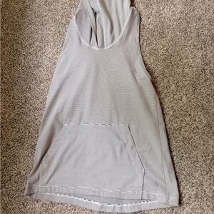Sleeveless authentic top with hoody. Grey and black stripes. Size extra small.